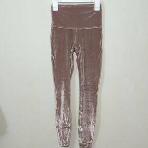 Lululemon Wunder Lounge High-Rise Leggings 25" Dusty Pink Crushed Velvet Size 2